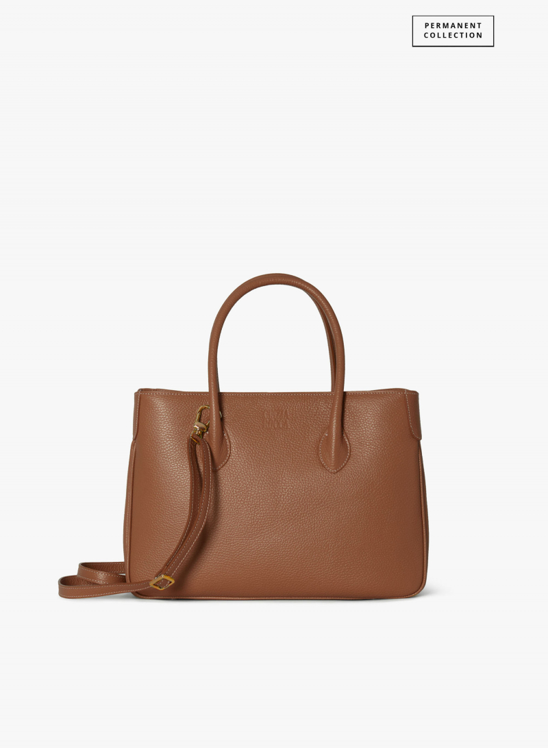 Tote Bag tabakfarben aus Leder