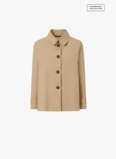 Camel technical fabric jacket with shirt collar