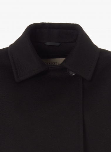 Mantella nera in pura lana di cammello con inserti in maglia