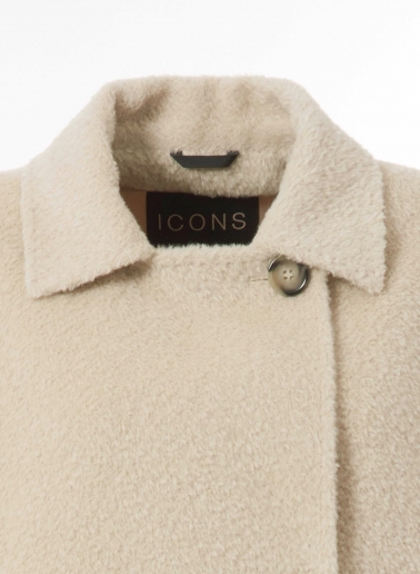 Beige double breasted wool and alpaca cape