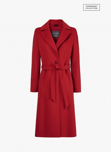 Belted fitted red pure wool coat | Cinzia Rocca