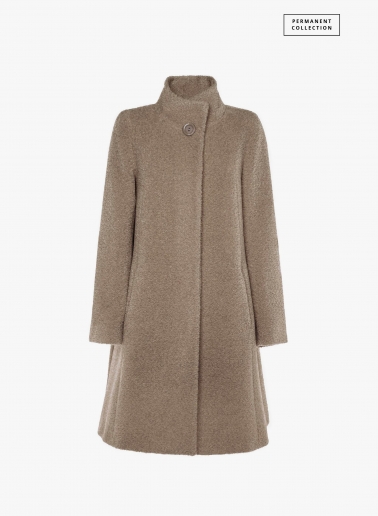 Flared taupe wool and alpaca coat