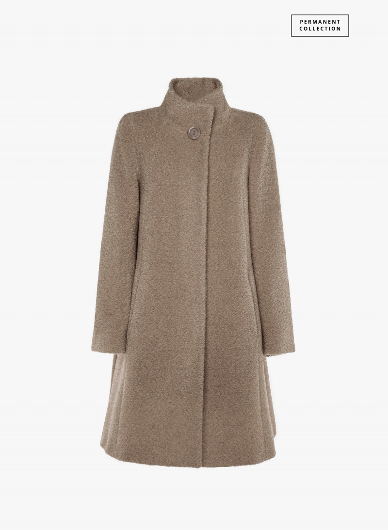 Ausgestellter Mantel aus Wolle und Alpaka in Taupe