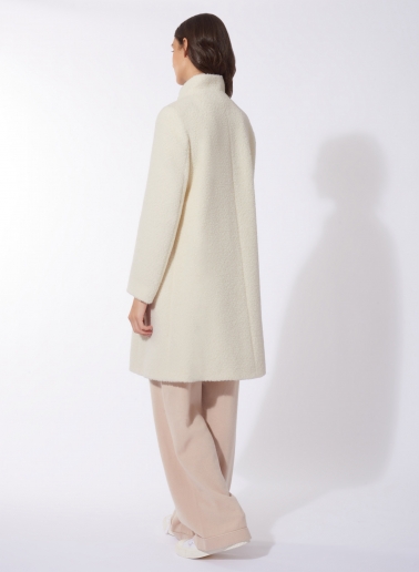 Cappotto bianco svasato in lana e alpaca