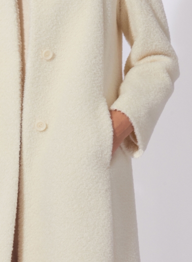 Cappotto bianco svasato in lana e alpaca