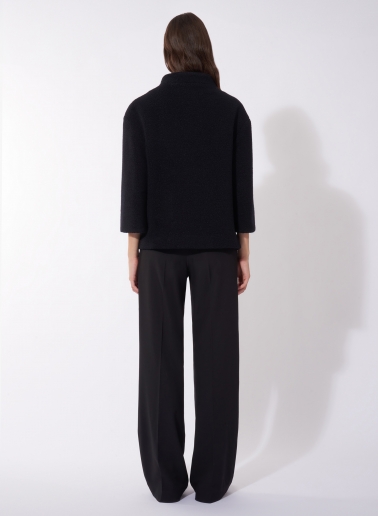 Cappotto corto nero in lana con maniche a 3/4