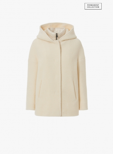 Kurzer Parka mit abnehmbarer Nylon-Weste aus Wolle in Weiß | Cinzia Ro