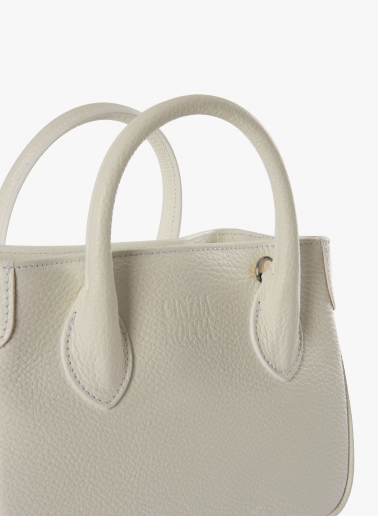 Mini Tote Bag aus Leder in Wollweiß