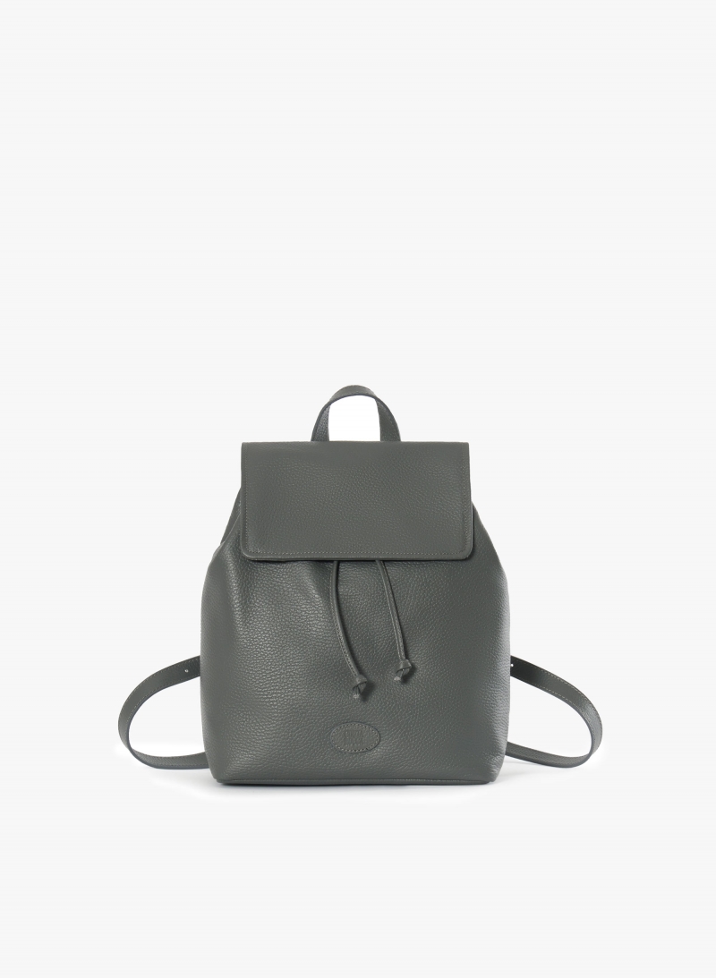 Rucksack mit Logo aus Leder in Grau