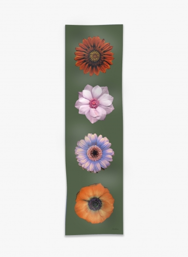 Green pure silk twill scarf with floral pattern | Cinzia Rocca