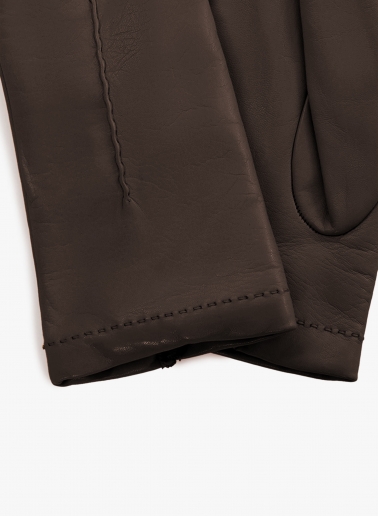 Brown nappa leather gloves with top stitch
