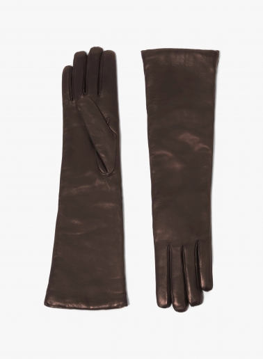 Lange Handschuhe aus Nappaleder in Braun