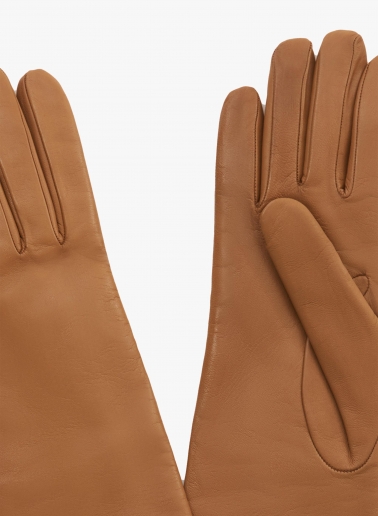 Lange Handschuhe aus Nappaleder in Camel