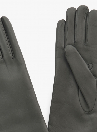 Lange Handschuhe aus Nappaleder in Grau