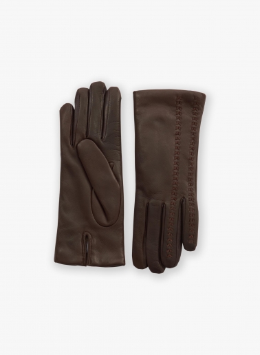 Handschuhe mit Naht aus Nappaleder in Braun