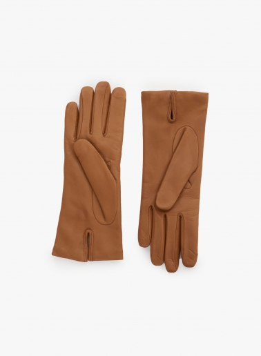 Handschuhe mit Naht aus Nappaleder in Camel