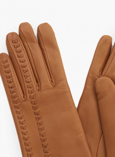Handschuhe mit Naht aus Nappaleder in Camel