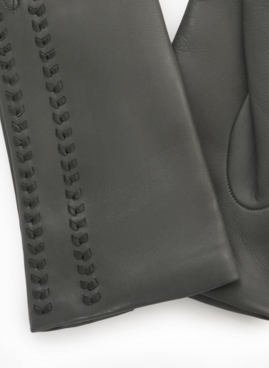 Handschuhe mit Naht aus Nappaleder in Grau