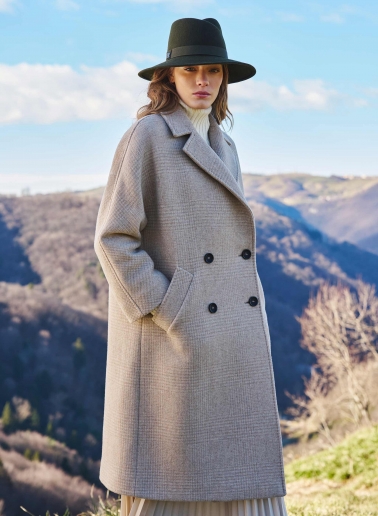 Cappello fedora asimmetrico verde militare in feltro di lana