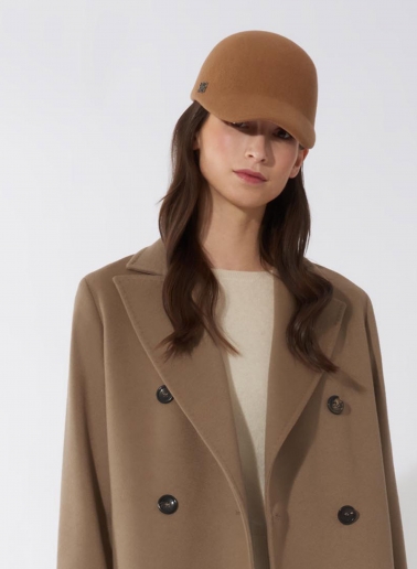 Cappello baseball cammello in feltro di lana