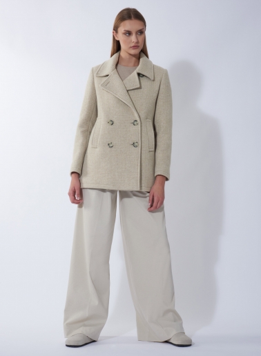 Zweireiher Caban mit feinem Pied-de-Poule-Muster in Beige