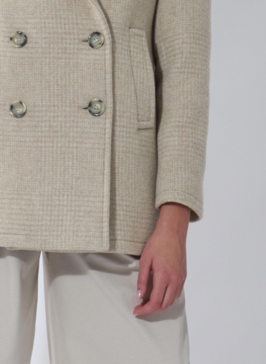 Zweireiher Caban mit feinem Pied-de-Poule-Muster in Beige