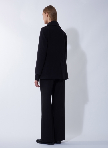 Black wool and cashmere peacoat with metal buttons with logo