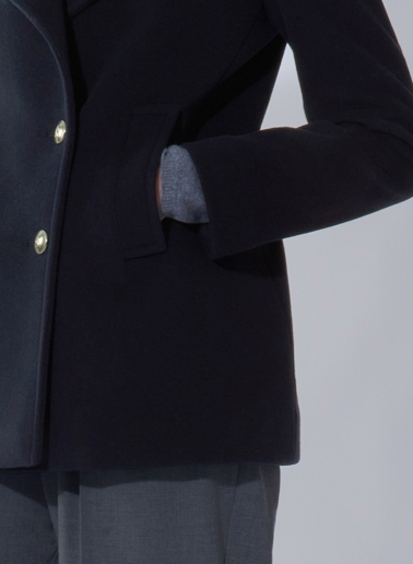Blue wool and cashmere peacoat with metal buttons with logo