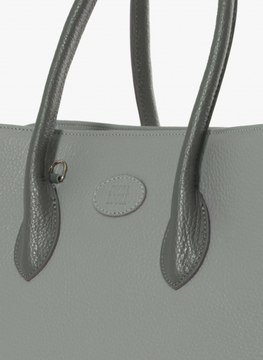 Kleine Tote Bag aus zweifarbigem Leder in Grau