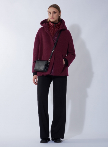 Borsa a tracolla con tre scomparti in pelle nera