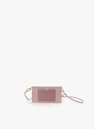 Two-tone pink genuine leather phone bag