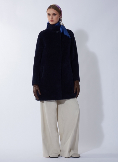 Foulard in twill di pura seta con disegno floreale blu