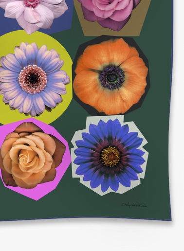 Foulard in twill di pura seta con disegno floreale verde