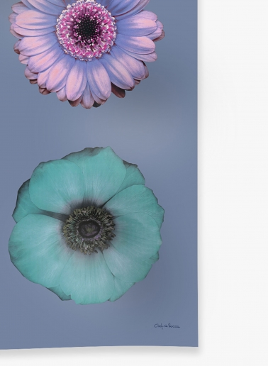 Schal mit Blumenmuster aus reinem Seidentwill in Hellblau