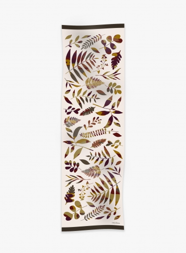 Sciarpa in lana con foglie stilizzate beige
