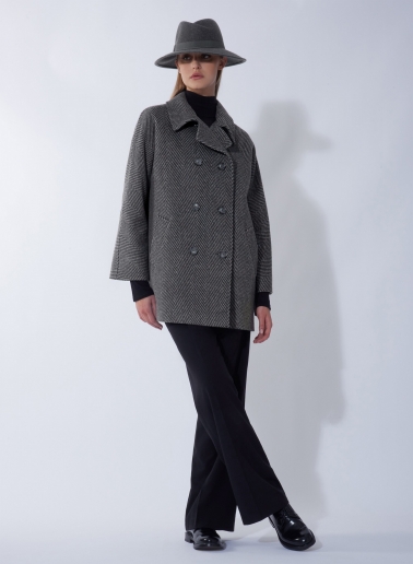 Asymmetrischer Fedora-Hut aus Wollfilz in Grau