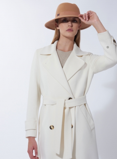 Cappello fedora asimmetrico cammello in feltro di lana