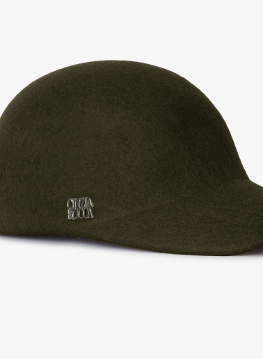 Cappello baseball verde militare in feltro di lana