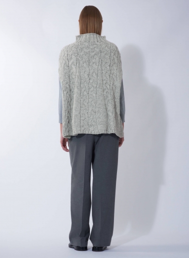 Mantella in maglia intrecciata grigio perla