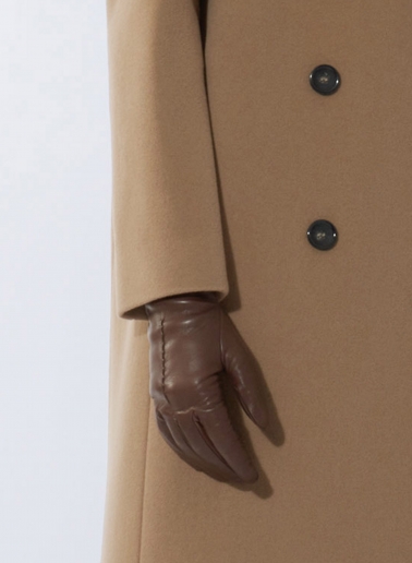 Maxi zweireiher Mantel mit 6 Knöpfen aus Wolle und Cashmere in Camel