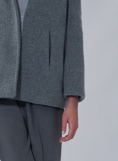 Kurzer Parka mit abnehmbarer Nylon-Weste aus Wolle in Grau