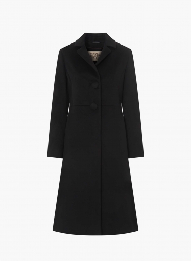 Cappotto redingote lungo nero monopetto in pura seta