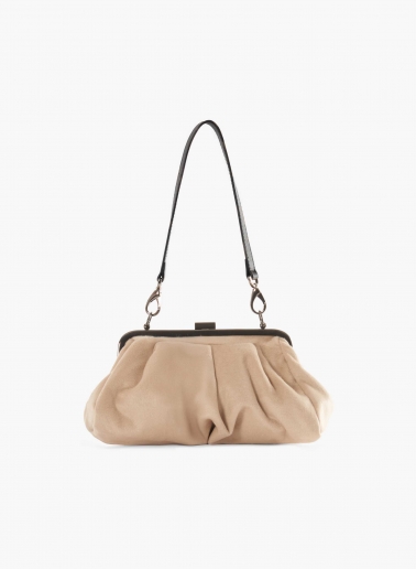 Beige clutch bag in pure silk