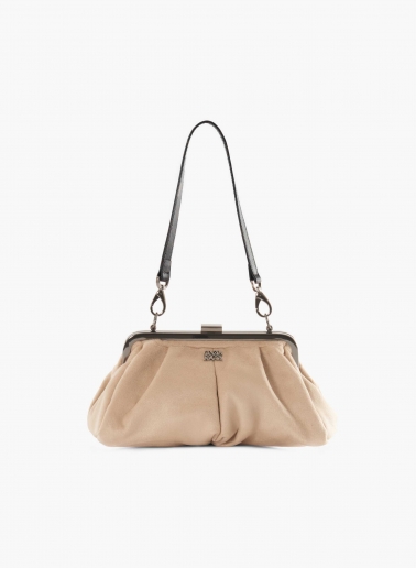Borsa clutch in pura seta beige