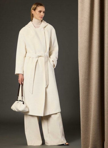 Borsa clutch in alpaca e lana bianca