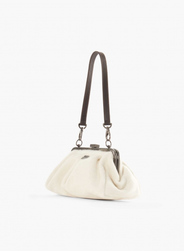 Borsa clutch in alpaca e lana bianca