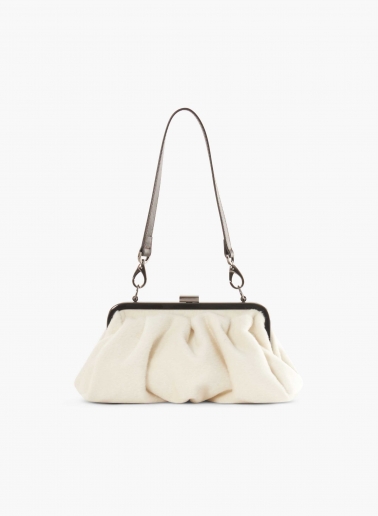 Borsa clutch in alpaca e lana bianca