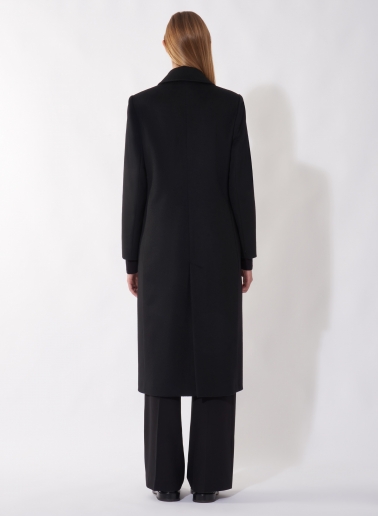 Maximantel mit maskulinem Schnitt aus reinem Cashmere in Schwarz