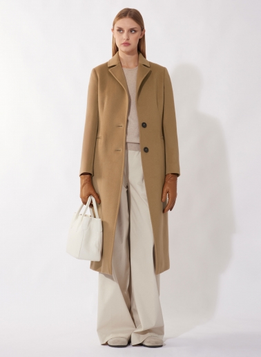 Maxi cappotto cammello a uomo in puro cashmere