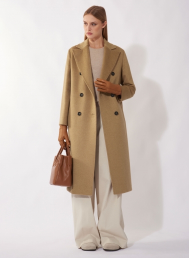 Zweireiher Langermantel mit 6 Knöpfe aus Kamelhaar in Camel